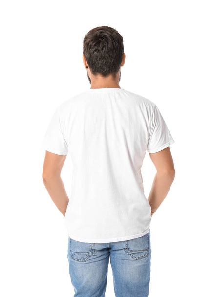 Handsome man in t-shirt on white background - Foto, Bild