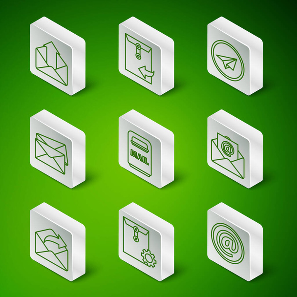 Set line Mail and e-mail, Envelope setting, Outgoing, box, and icon. Vector - Vector, Image