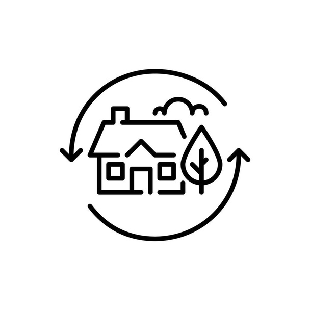 Sustainable green living lifestyle. House with green trees. Pixel perfect, editable stroke icon - Vector, Image