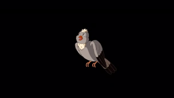 Skylark pássaro senta-se e canta. Imagens de looped animadas feitas à mão isoladas com canal alfa.  - Filmagem, Vídeo