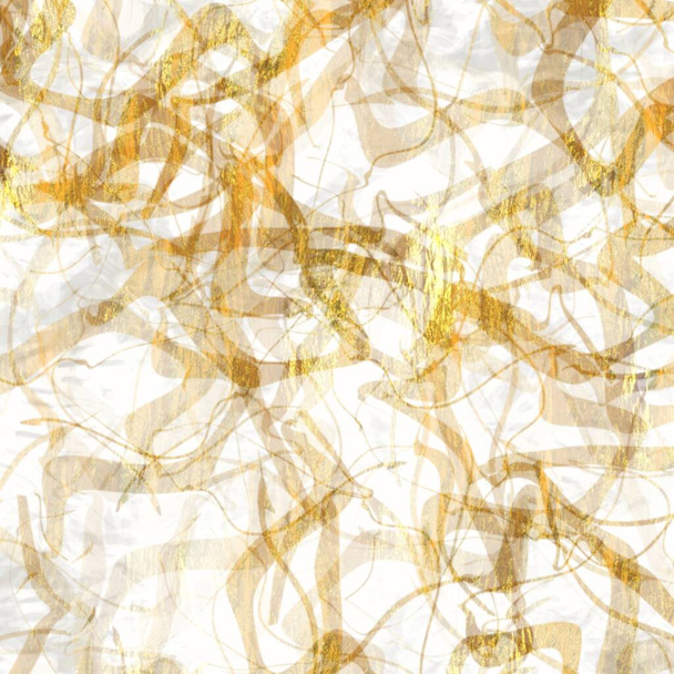 Gold metallic handmade rice paper texture. Seamless washi sheet background with golden blur metal flakes. For modern wedding texture, elegant stationery and minimal japanese style design elements. - Zdjęcie, obraz