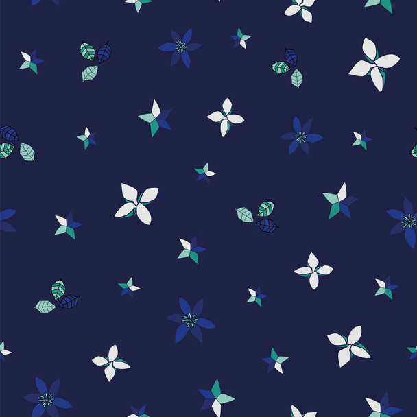 Vector dark blue Small Origami paper Flowers background pattern - Vector, Image