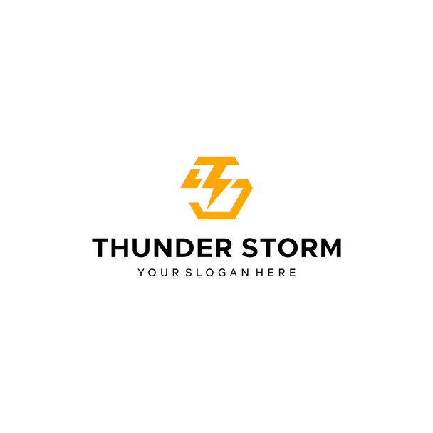 Minimalist THUNDER STROM stun electro logo design - Vector, Image