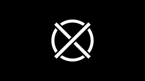 Glitch-Kreuz in einem Kreis-Symbol auf schwarzem Hintergrund. Kreatives 4k-Material für Ihr Videoprojekt. - Filmmaterial, Video