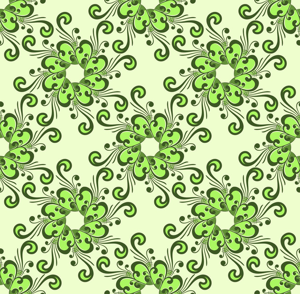 Seamless abstract pattern of round elements in green colors. - Vetor, Imagem