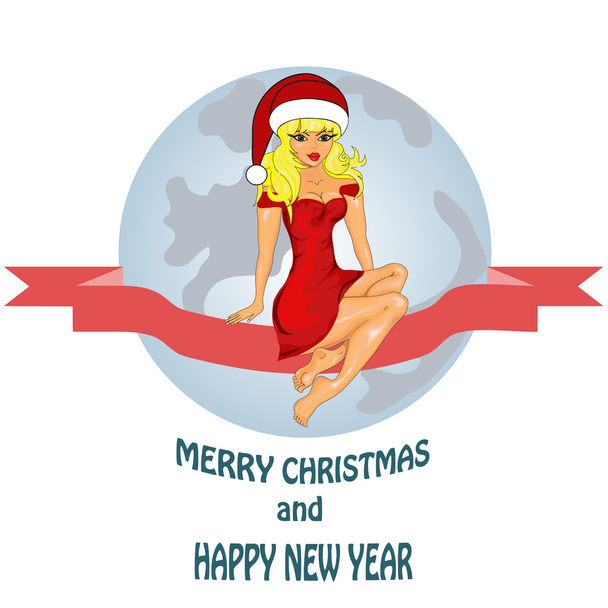 Christmas card with Snow Maiden - Vector, Image