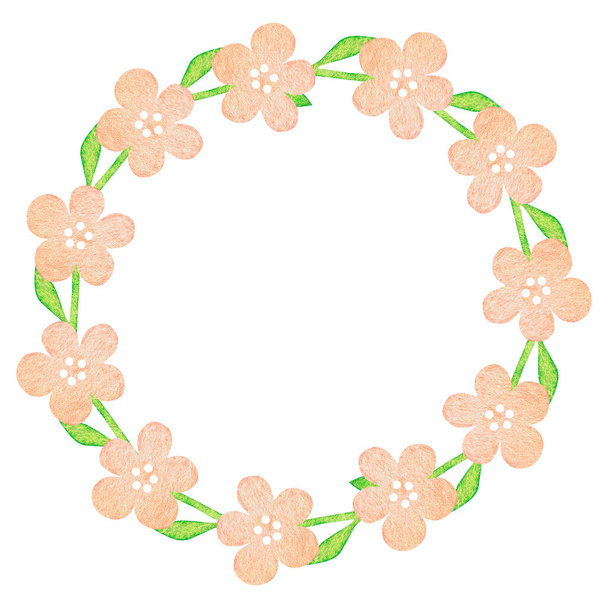 A wreath of beige flowers. Watercolor vintage illustration. Isolated on a white background. - Foto, immagini