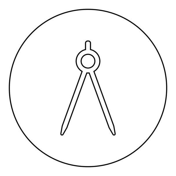 Divisor circular Circinus icono en círculo redondo color negro vector ilustración imagen contorno contorno línea delgado estilo simple - Vector, imagen