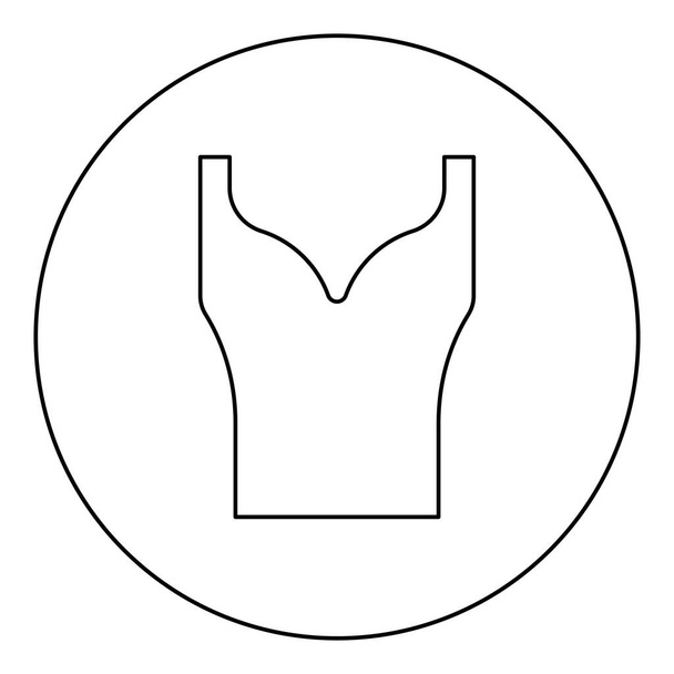 Abbigliamento donna top dress Jersey camicia maglione icona singoletto in cerchio rotondo colore nero vettore illustrazione immagine contorno linea sottile stile semplice - Vettoriali, immagini