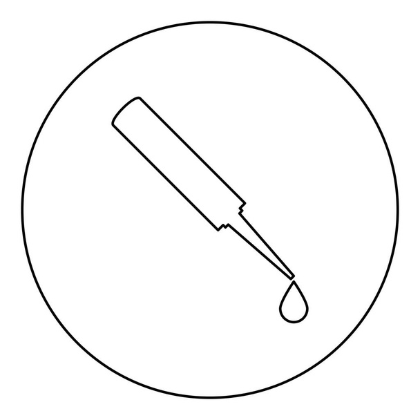 Клей с каплей иконка силикона в круге вокруг черного цвета вектор иллюстрации изображения контур линии контура тонкий стиль простой - Вектор,изображение