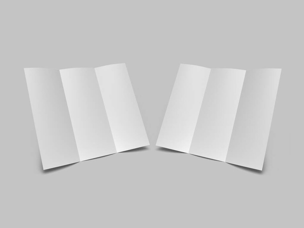 Dreifache Broschüre 3D Illustration Mockup-Szene auf isoliertem Hintergrund - Foto, Bild
