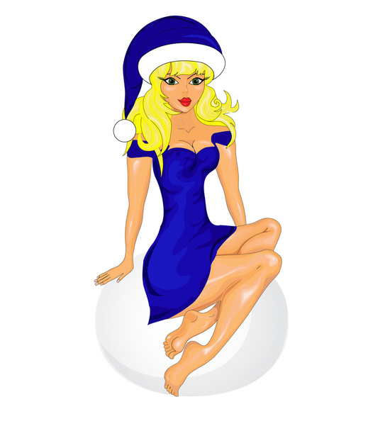 Cartão de Natal com donzela de neve
 - Vetor, Imagem