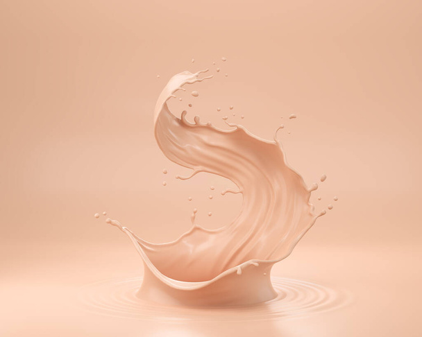 foundation splash cream for beauty cosmetic product, 3d illustration. - Fotoğraf, Görsel