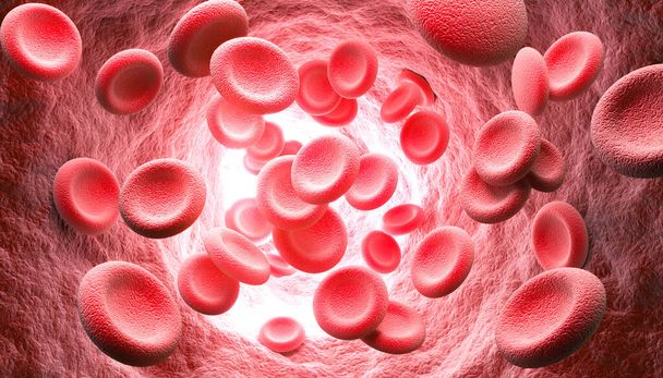 Illustrazione 3d dei globuli rossi umani isolati su sfondo bianco, concetto di assistenza sanitaria medica. - Foto, immagini