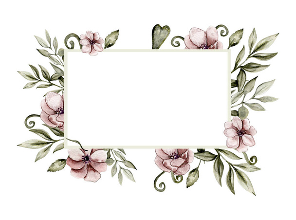  Acuarela romántica vintage marcos de flores composición - Foto, imagen