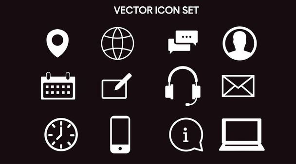 Contact Icon Set. Black and White Illustration of Differente Contect icons - Vektor, kép