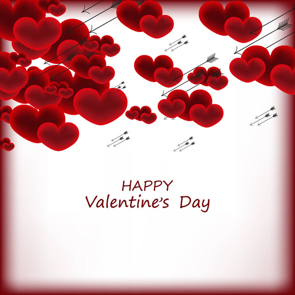 Abstract background with red vector hearts and arrows for poster Happy Valentine s Day - Vektör, Görsel