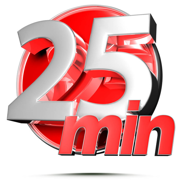 Timer sign 25 min 3D illustration on white background with clipping path. - Photo, Image