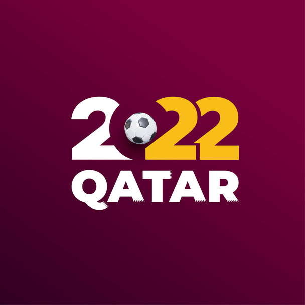 Katar 2022 Dünya Kupası için reklam pankartı. Vektör çizimi. Kırmızı arkaplanda izole. - Fotoğraf, Görsel