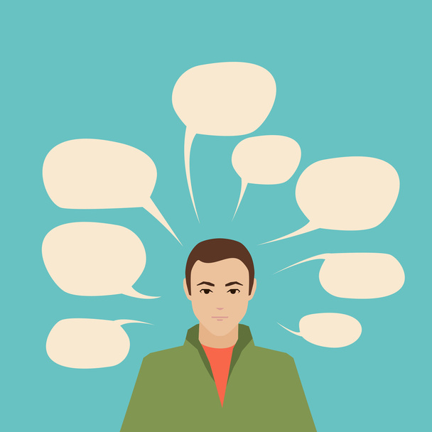 A guy with speech bubbles - Vector, Image