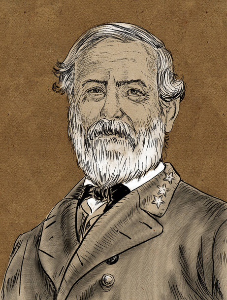 Robert Edward Lee był generałem Konfederacji Amerykańskiej znanym jako dowódca Armii Stanów Zjednoczonych. - Zdjęcie, obraz