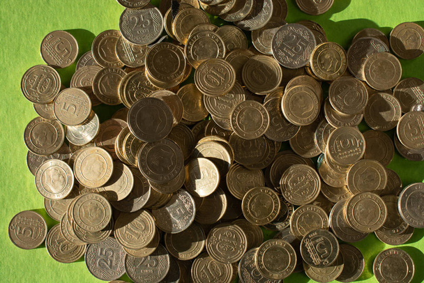 Οικονομική, νομισματική, τραπεζική και επιχειρηματική έννοια με τα νομίσματα τουρκικής λίρας - Φωτογραφία, εικόνα