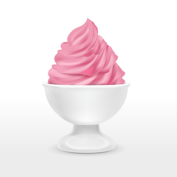 blank food container with strawberry ice cream - Vector, Imagen