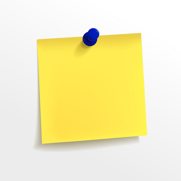 blank yellow note paper with pin - Vector, Image