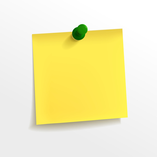 blank yellow note paper with pin - Vector, Imagen