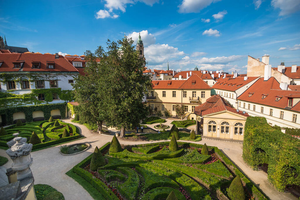 Prague, Czech Republic, June 2019 - view of the beautiful baroque Vrtba Garden  - Фото, изображение