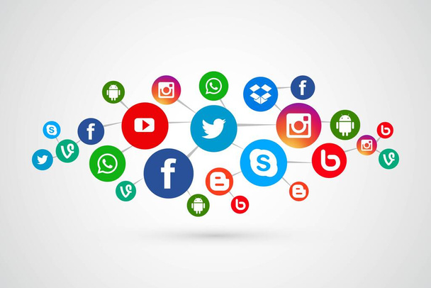 Connecting social media icons set design - Vettoriali, immagini