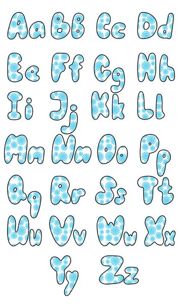zimowy alfabet łaciński z płatkami śniegu - Wektor, obraz