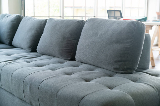 close up empty grey fabric sofa decoration in a room - Valokuva, kuva