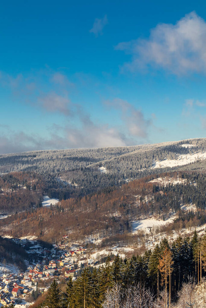 Beau paysage hivernal sur les hauteurs de la forêt de Thuringe près d'Oberschnau - Thuringe - Photo, image