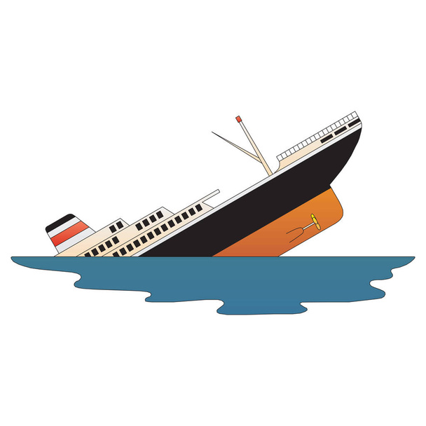 Ship Sinking vector illustration isolated on a white in EPS10 - Vector, Image