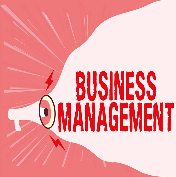 Kézírás szöveg Business Management. Üzleti megközelítés Felügyelet koordinálása Üzleti műveletek Megafon rajz, hogy új hangos bejelentést üres felhő. - Fotó, kép
