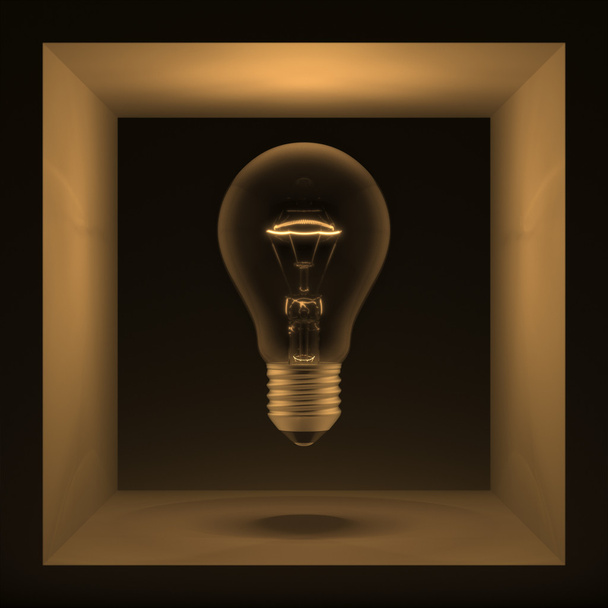 Light bulb in a cube. Abstraction - Photo, Image