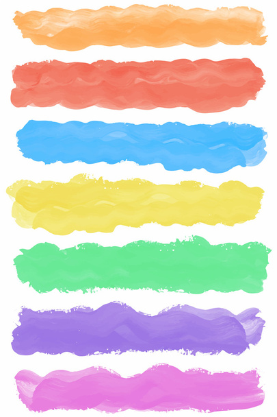 Set of colorful watercolor paint brush strokes with space for text. - Vector, Image