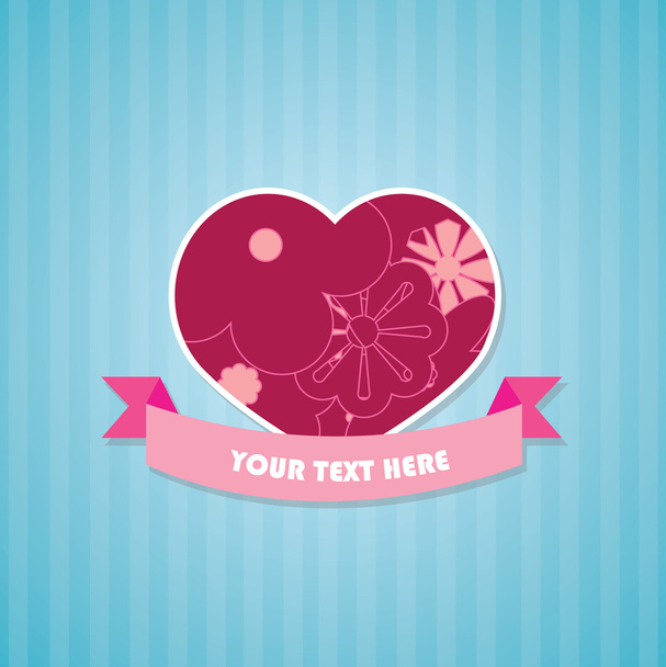 Red Heart with flowers design  - Vector, afbeelding