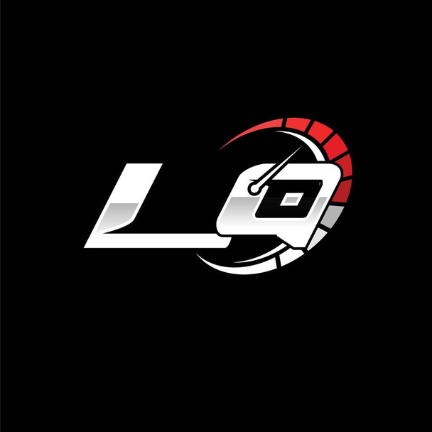 LQ λογότυπο αρχικό μονόγραμμα με σχεδιασμό στυλ μετρητή ταχύτητας σε μαύρο φόντο. Γράμμα λογότυπου ταχύτητας, σχέδιο μονογράμματος ταχύμετρου. - Διάνυσμα, εικόνα