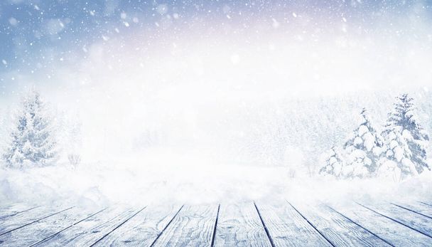 Рождественская композиция и зимняя концепция. Снежный пейзаж Рождественский и новогодний дизайн. - Фото, изображение