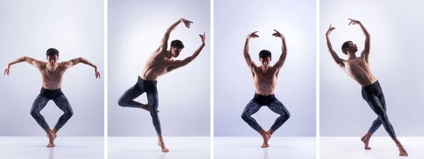 Set of dancing man in different choreographic positions. Ballet dancers collection. - Fotografie, Obrázek