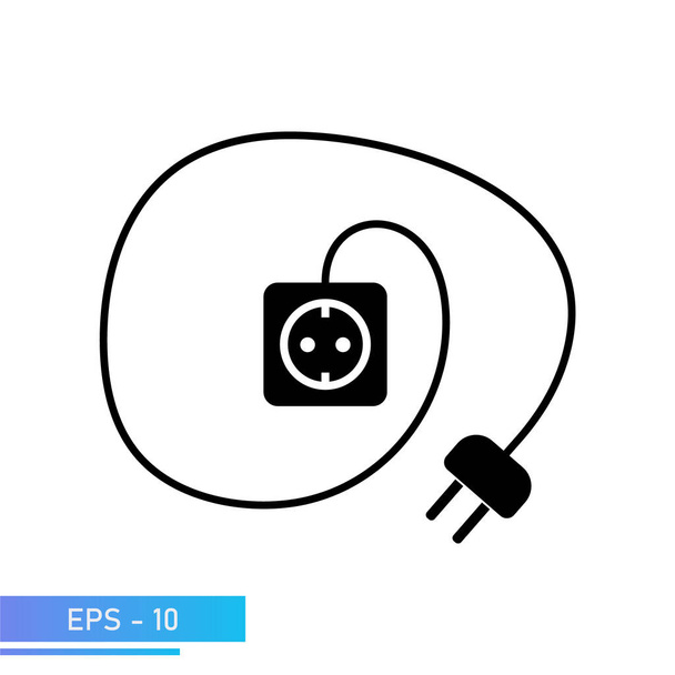 Socket for electrical appliances with cable. Extension cord of the electrical network. Vector illustration. - ベクター画像
