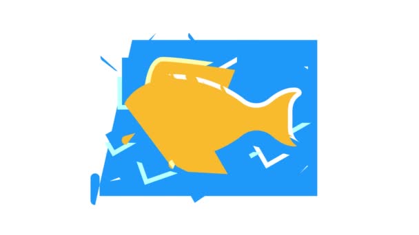 showcase z rybą i ikoną koloru lodu animacji - Materiał filmowy, wideo
