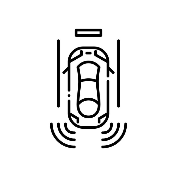 Smart sensore assistito parcheggio auto. Pixel perfetto, icona del tratto modificabile - Vettoriali, immagini