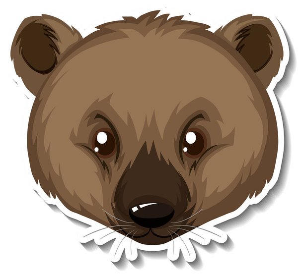 Head of Bear animal cartoon sticker illustration - Vector, Image