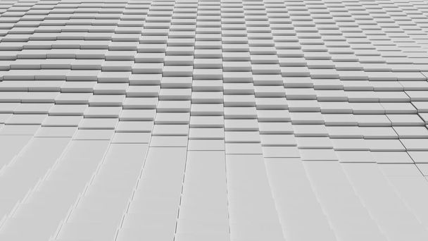 Ilustración abstracta de azulejos cuadrados blancos desplazados ondeando. renderizado 3d - Foto, Imagen