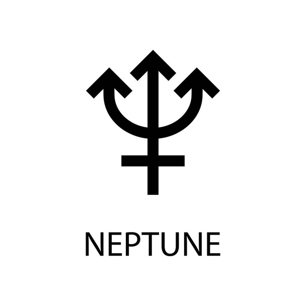 Neptunusz ikon. Bolygó szimbólum. Fekete vektor jel a fehéren. Asztrológiai naptár. Jjotisha. Hinduizmus, indiai vagy védikus asztrológiai horoszkóp. - Vektor, kép