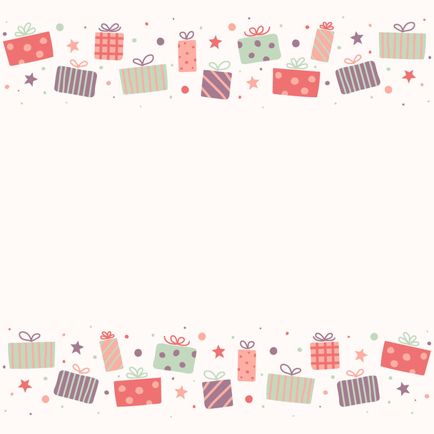 Background with Christmas gift boxes. Xmas design. Vector - Vector, Imagen