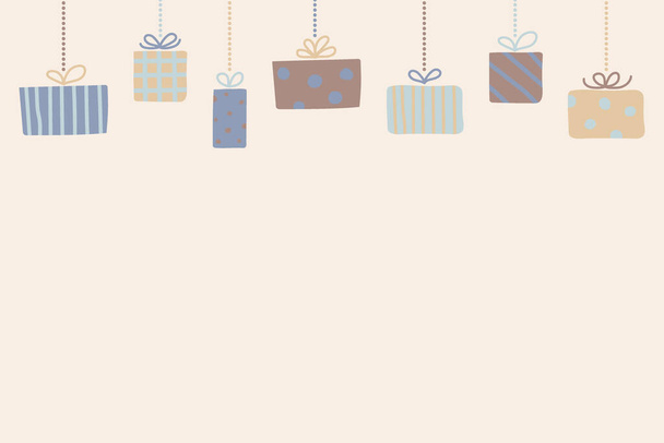Concept of a Christmas background with hand drawn gift boxes. Vector - Vector, imagen